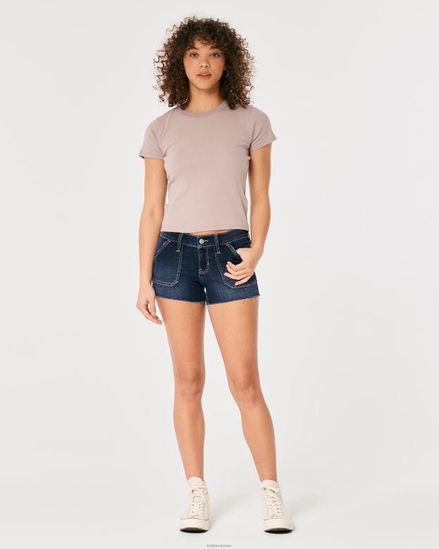 Bottoms Hollister Women Low-Rise Dark Wash Denim Shorts 3\\ 48820738 Dark Wash
